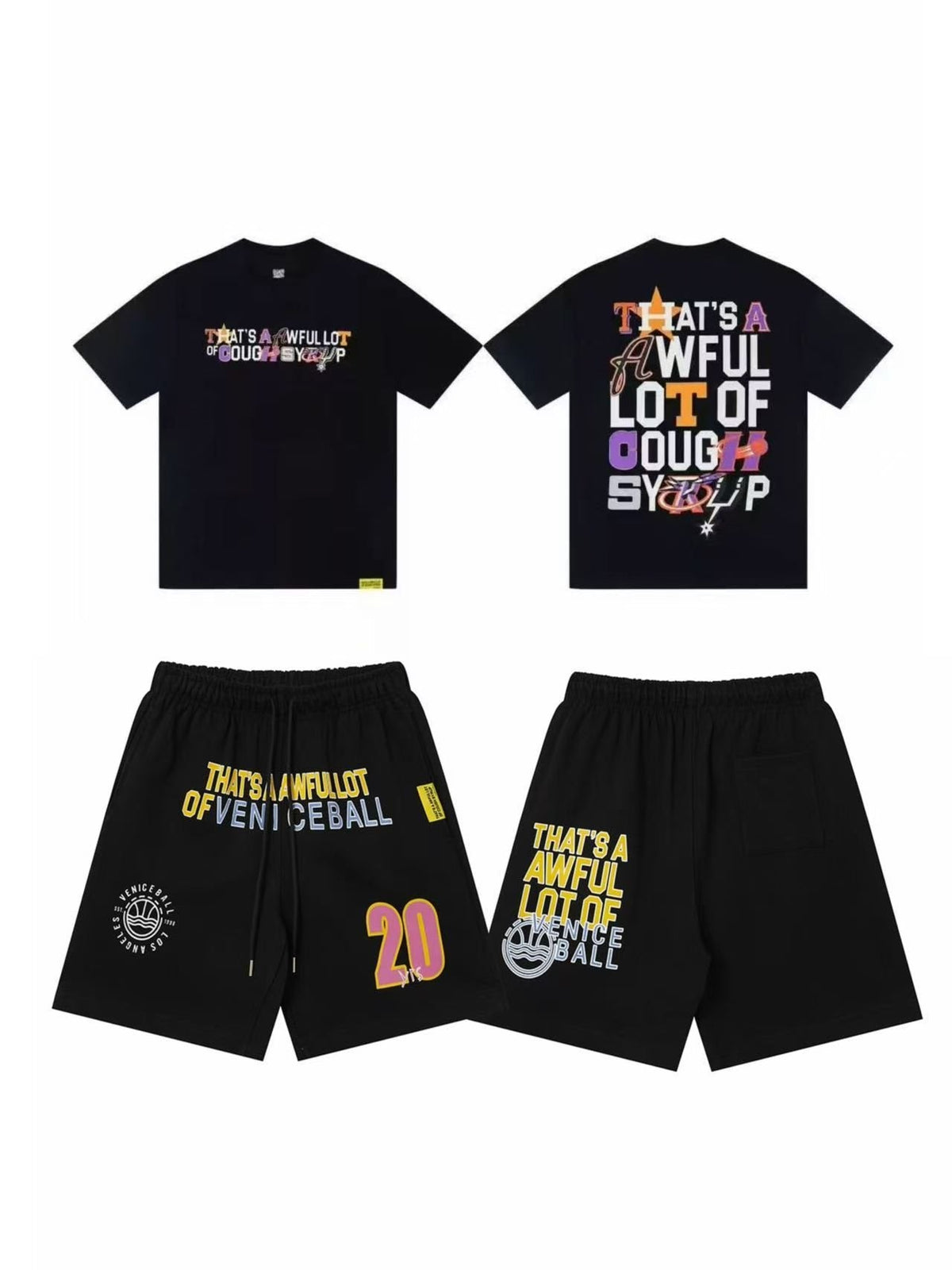 THAT'S A AWFUL LOT OF COUGH SYRUP Text Logo Short-Sleeve Set ¡ª front