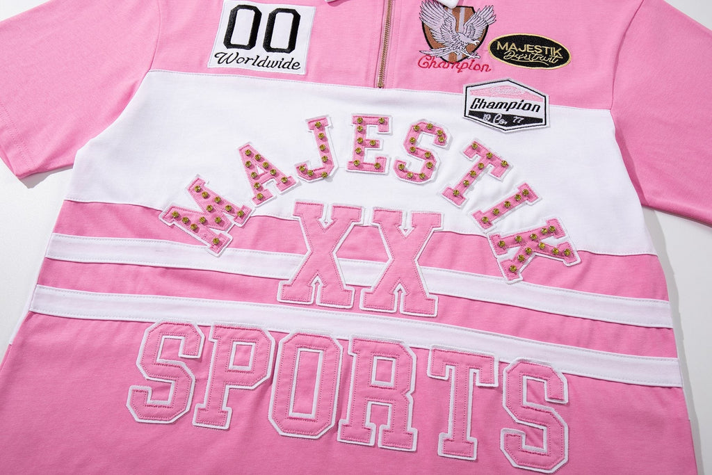 MAJESTIK XX Sports Graphic Zip Polo Shirt ¡ª detail